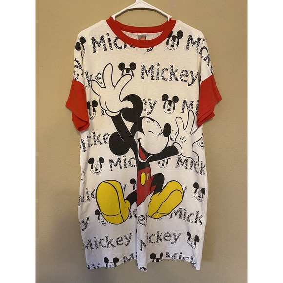 Vintage Mickey & Co. Full Front Print Mickey Mouse Pajamas Single Stitch Woman’s - Picture 1 of 4